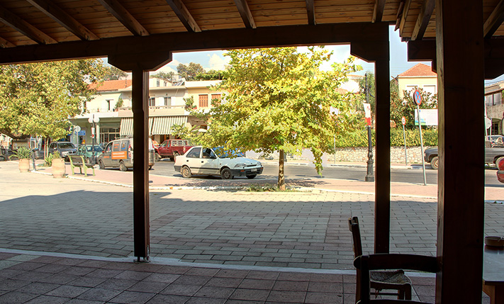 BUILDING AT THE CENTRAL SQUARE OF VOUKOLIES