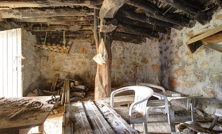 A STONE SHEPHERD'S HUT IN THE MOUNTAINS